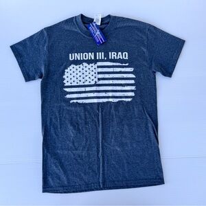 Union III Iraq T-Shirt Gildan Heavy Cotton Gray Military Deployment Sz S NWT